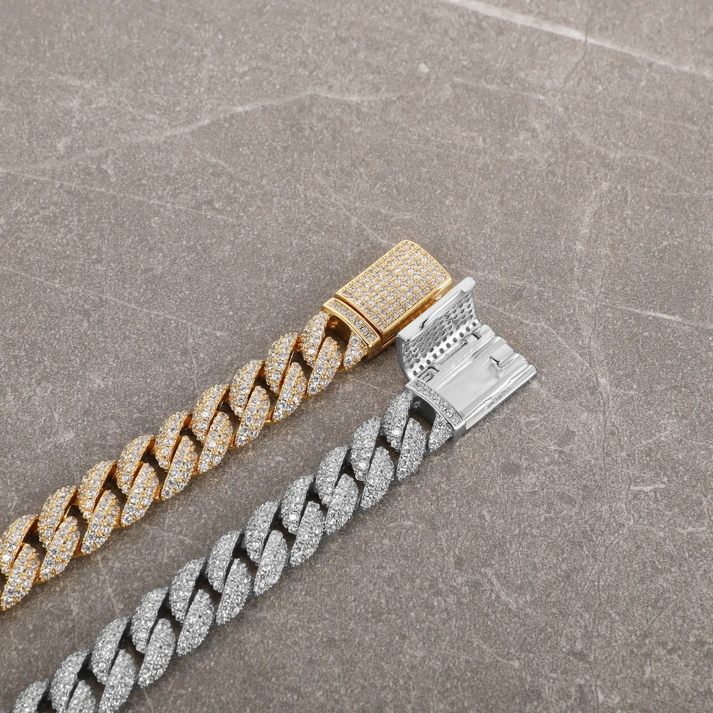 10mm Iced Cuban Link Bracelet in White Gold