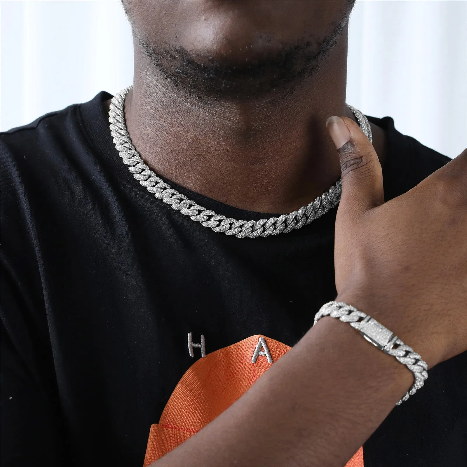 10mm Iced Cuban Link Bracelet in White Gold