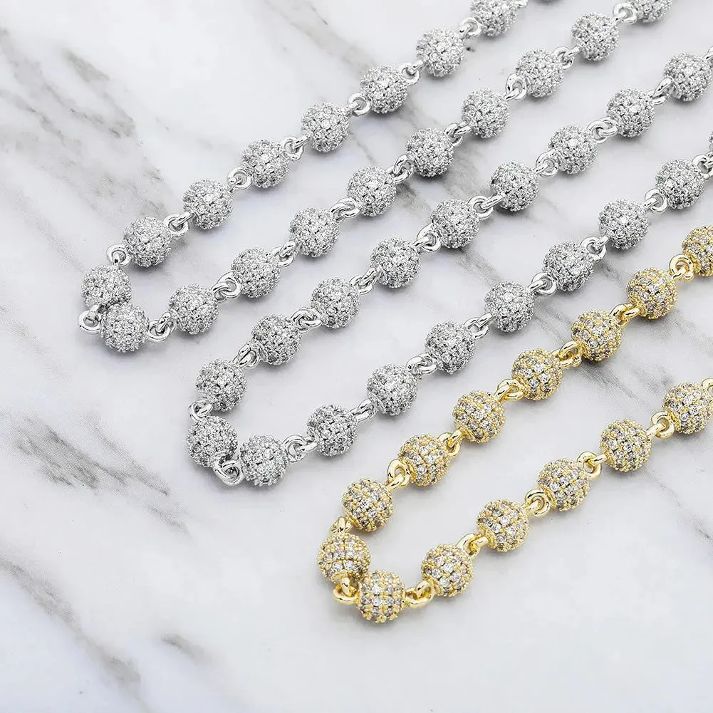 6mm Diamond Beads Chain in White Gold