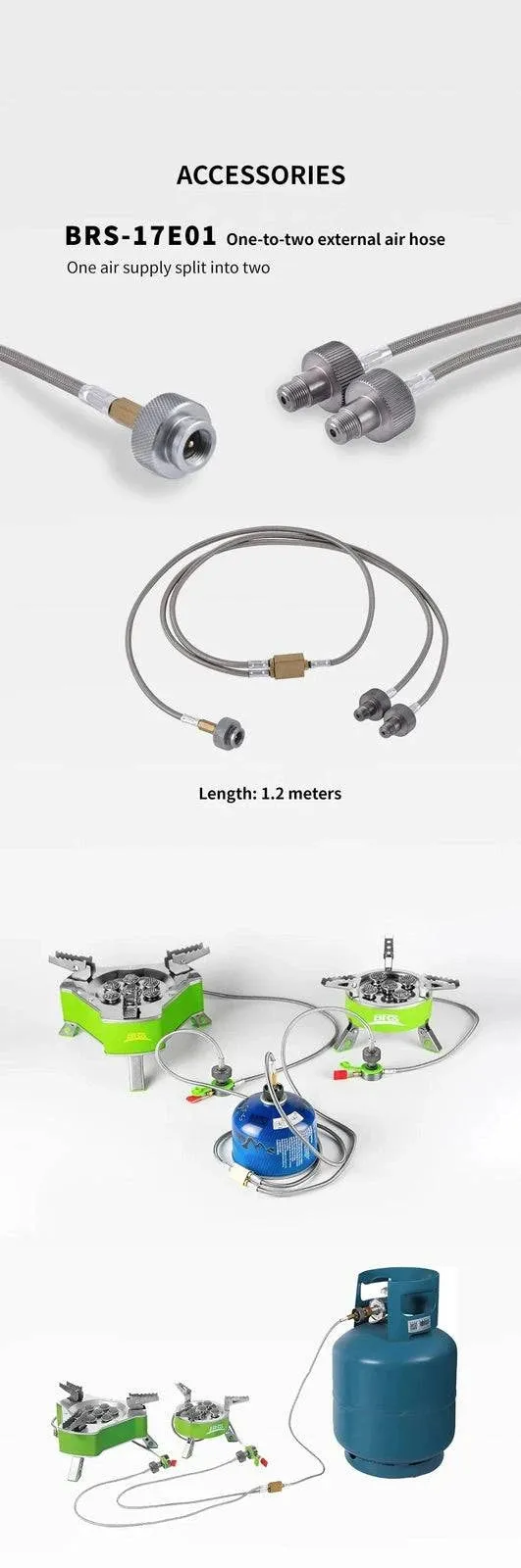 BRS-17E01 Divide into two external trachea Gas adapter extension hose gas stove adapter outdoor camping stove adapter