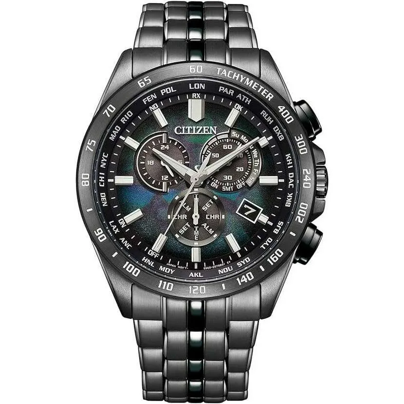 CITIZEN COLLECTION LAYERS OF TIME ECO DRIVE RADIO SOLAR BLACK MEN WATCH (2400 LIMITED) CB5878-56E