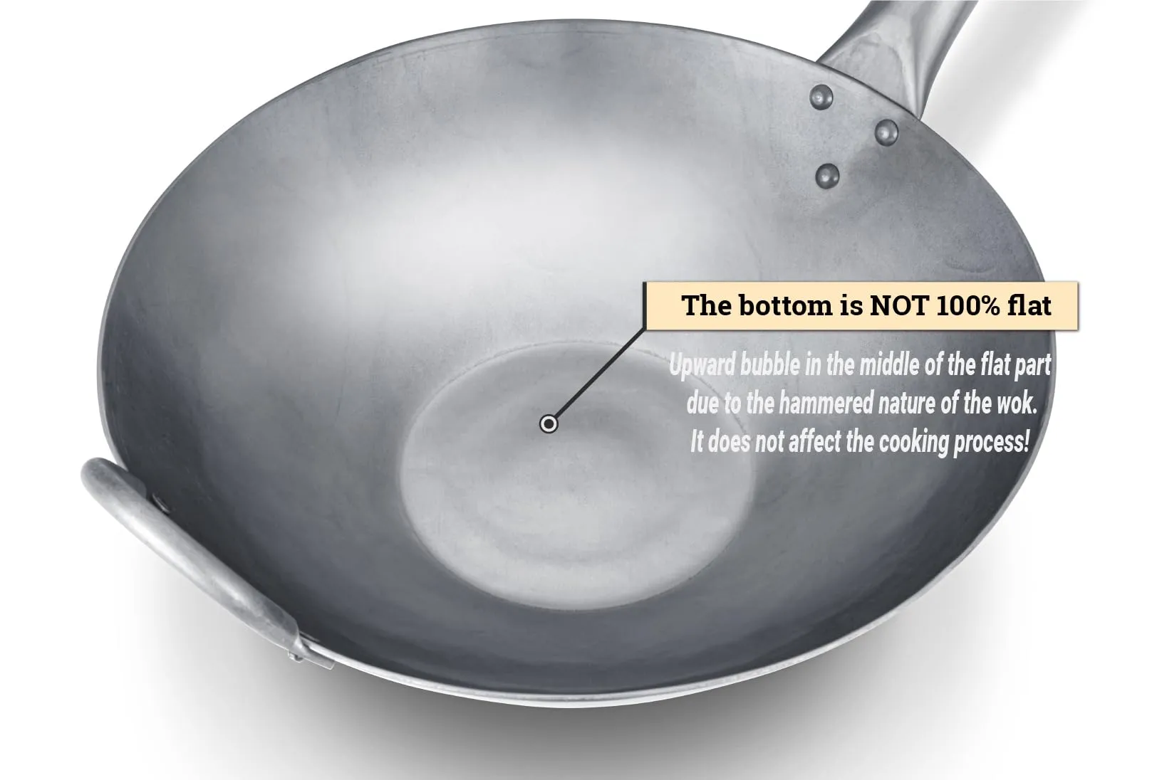 Hand Hammered Carbon Steel Wok with Wooden Handle 12 Inch