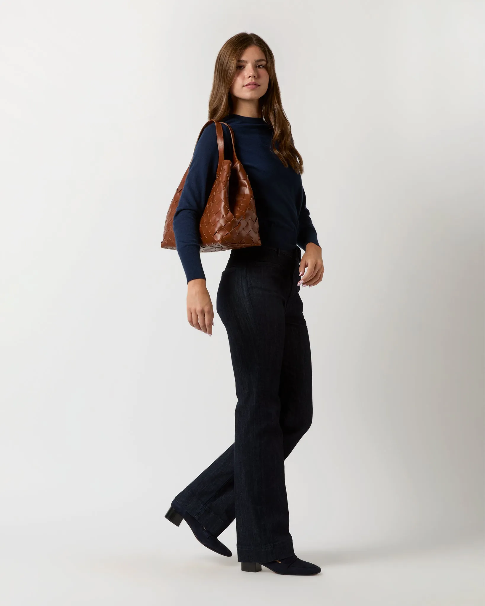 Handwoven Tote in Dark Brown Veg-Tanned Leather