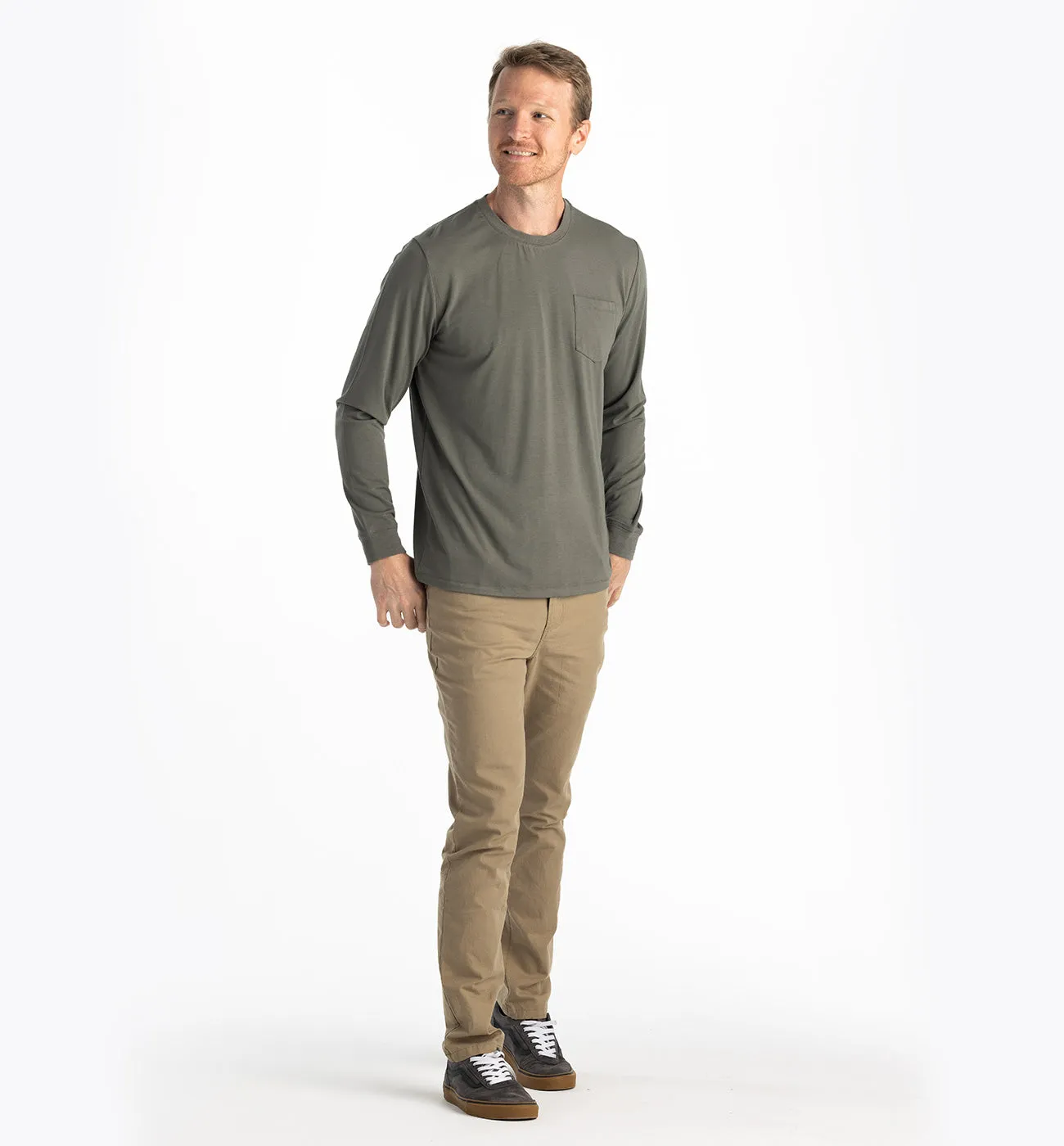 Men's Bamboo Flex Long Sleeve Pocket Tee - Fatigue