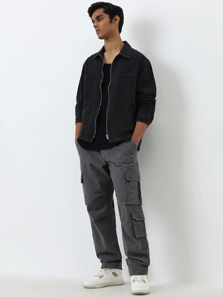 Nuon Black Relaxed-Fit Denim Jacket