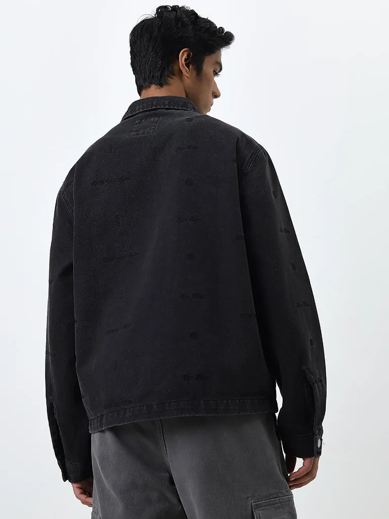 Nuon Black Relaxed-Fit Denim Jacket