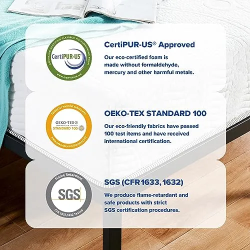 Olee Sleep Queen Mattress, 10 Inch Support Cloud Hybrid Mattress, Gel Infused Memory Foam, Pocket Spring for Support and Pressure Relief, CertiPUR-US Certified, Bed-in-a-Box, Soft, Queen Size