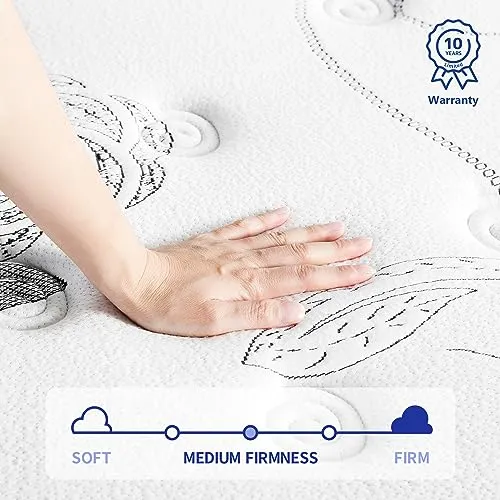 Olee Sleep Queen Mattress, 13 Inch Hybrid Mattress, Gel Infused Memory Foam, Pocket Spring for Support and Pressure Relief, CertiPUR-US Certified, Bed-in-a-Box, Firm, Queen Size