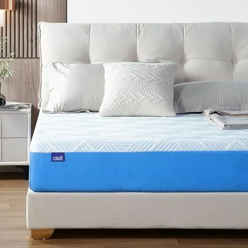 Olee Sleep Twin Mattress, 10 Inch Premium Cool Silk Gel Memory Foam Mattress, Cooling Gel Infused for Cool Comfort and Pressure Relief, CertiPUR-US Certified, Bed-in-a-Box, Medium Firm, Twin Size