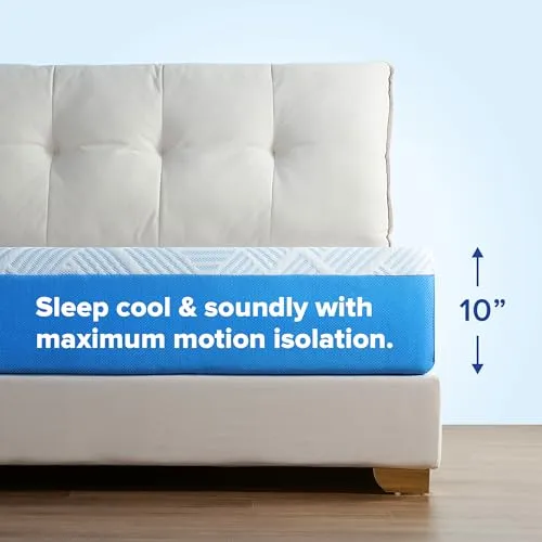 Olee Sleep Twin Mattress, 10 Inch Premium Cool Silk Gel Memory Foam Mattress, Cooling Gel Infused for Cool Comfort and Pressure Relief, CertiPUR-US Certified, Bed-in-a-Box, Medium Firm, Twin Size