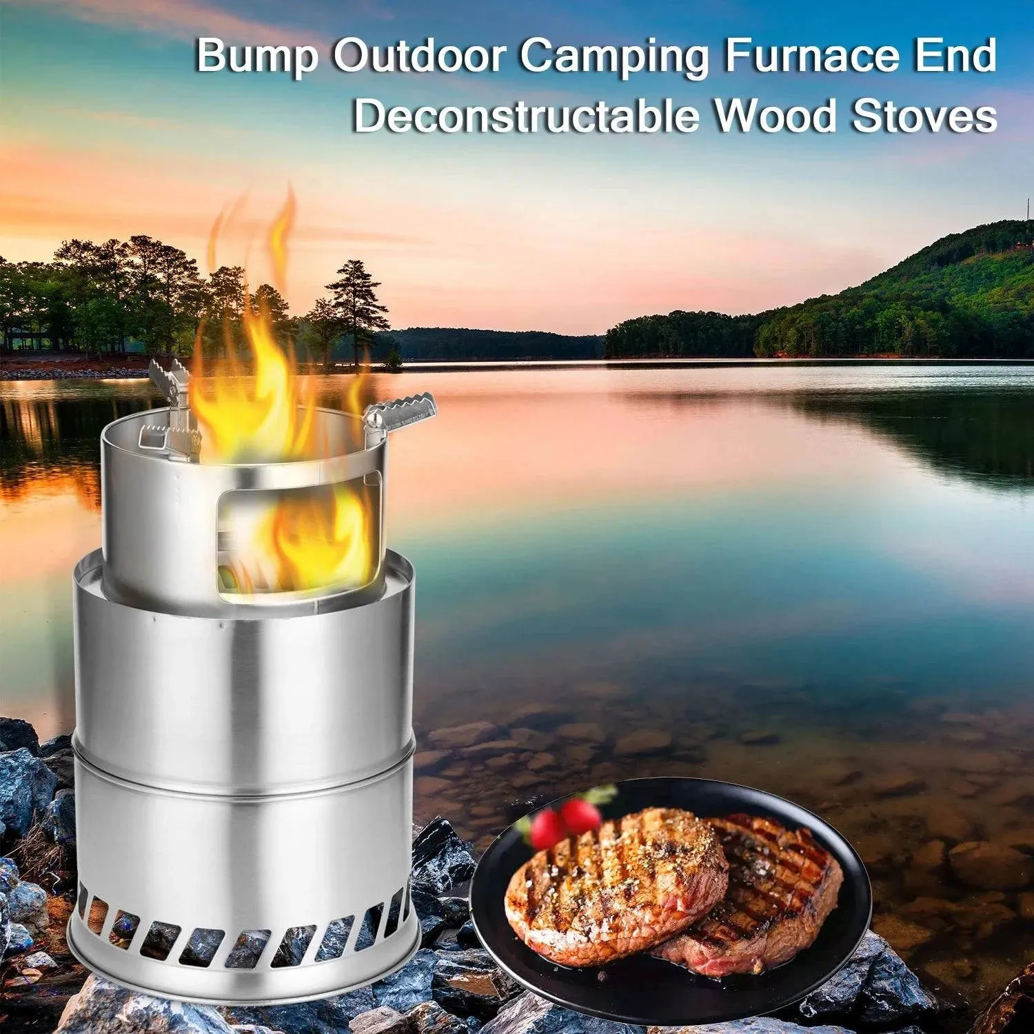 Outdoor Camping Equipment Windproof Wood Stoves Furnace Deconstructable Portable Picnic Stoves Cross Border Cooking Gas Burner