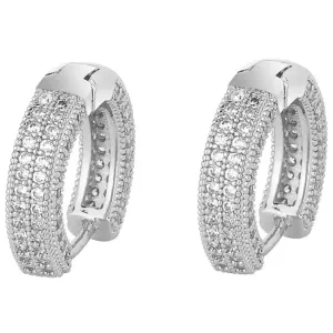 Pave Hoop Earrings in White Gold