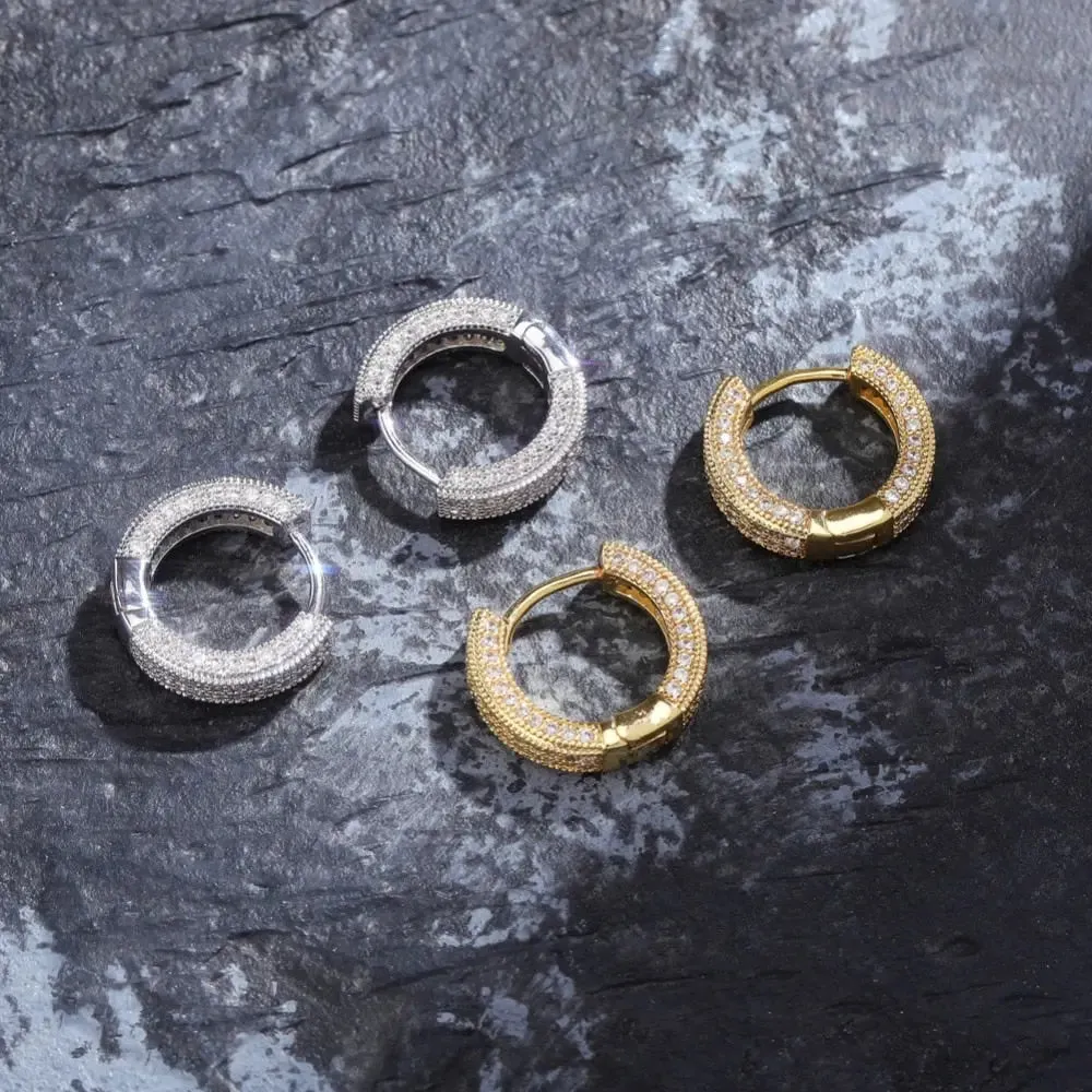 Pave Hoop Earrings in White Gold