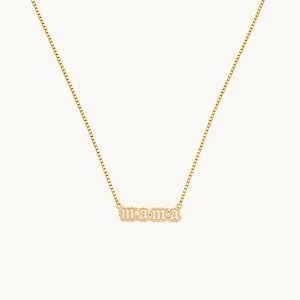 Pink Enamel Mama Necklace
