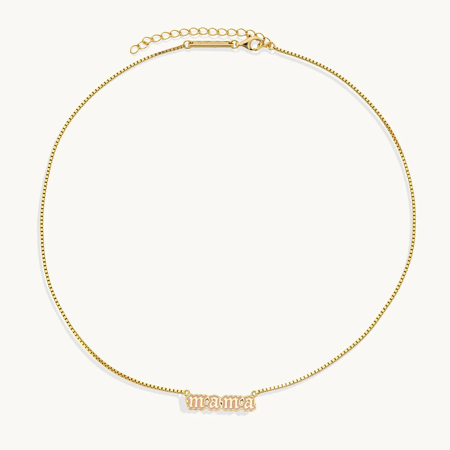 Pink Enamel Mama Necklace