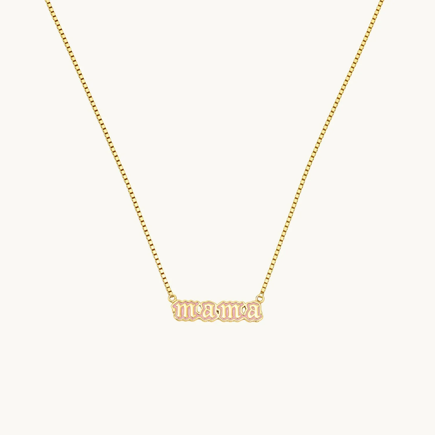 Pink Enamel Mama Necklace