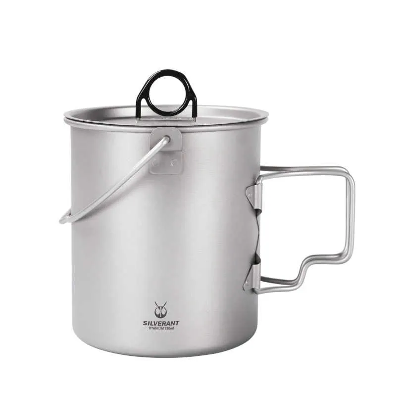 SilverAnt | Titanium Pot | 750ml/25 fl oz with Lid and Bail Handle