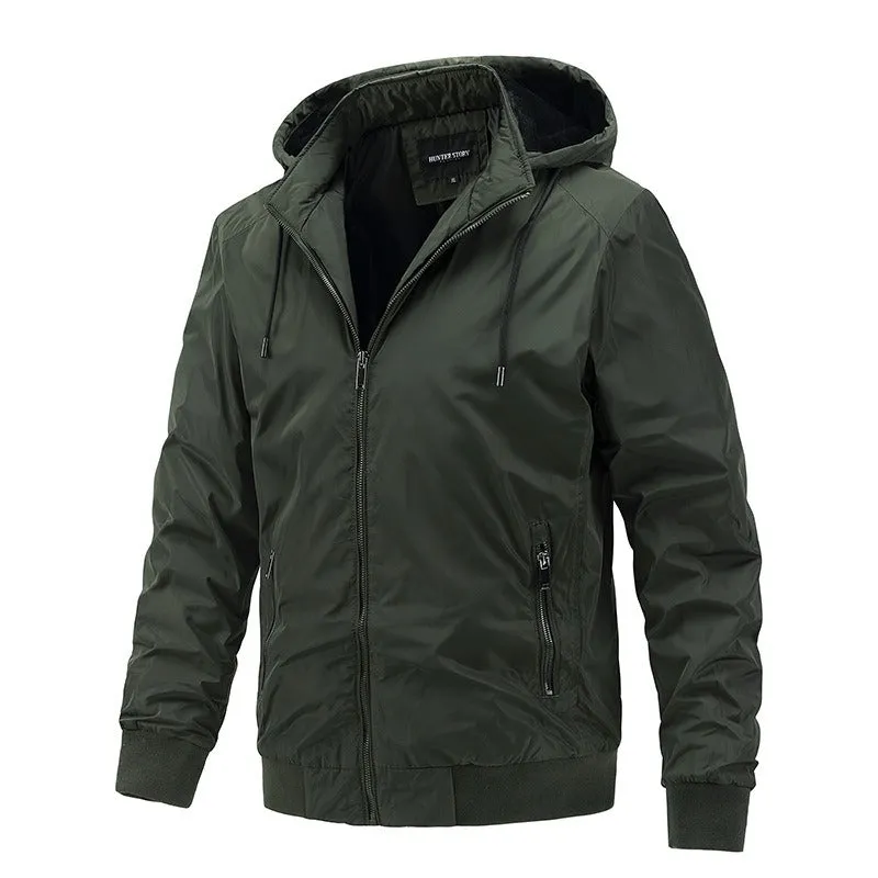 Solid Color Male Windbreaker wth Removable Hood (5 colors)