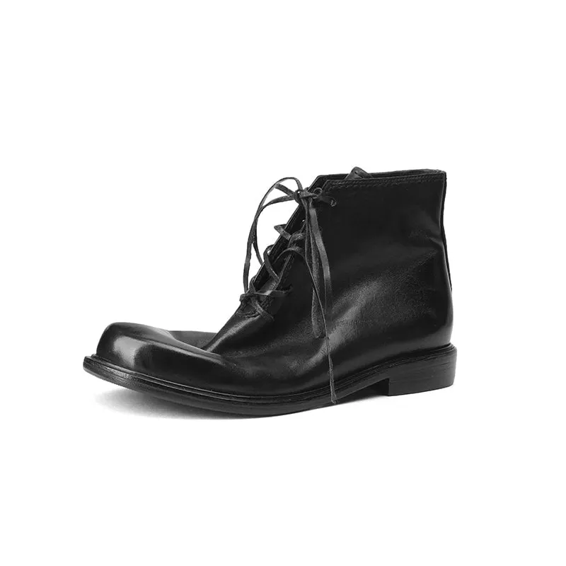 Women Ankle Boots Genuine Leather Lace-Up Round Toe Top Winter Ladies shoes